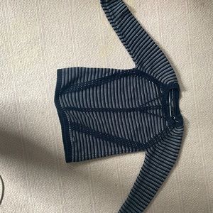 Navy blue and white knitted sweater